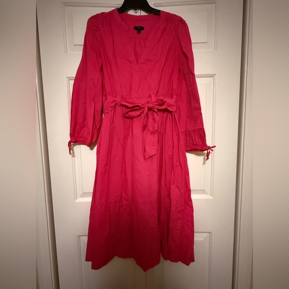 J. Crew Vibrant Pink Long Sleeve Dress - Picture 1 of 2